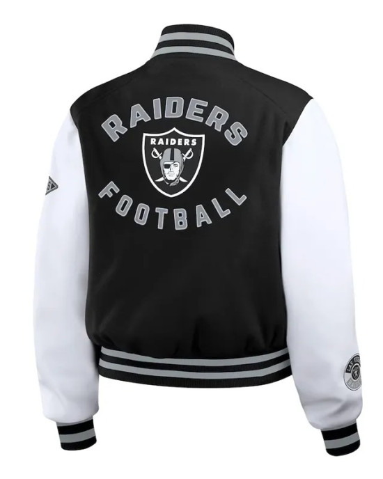 Black/White Las Vegas Raiders Varsity Full-Zip Jacket