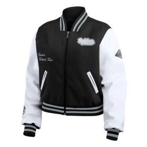 Black/White Las Vegas Raiders Varsity Full-Zip Jacket