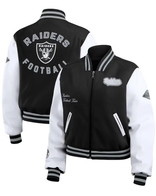 Black/White Las Vegas Raiders Varsity Full-Zip Jacket