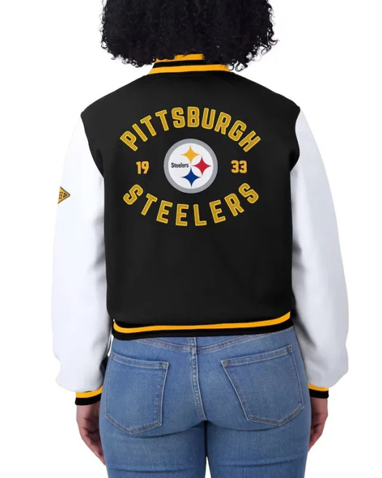 Black/White Pittsburgh Steelers Varsity Full-Zip Jacket