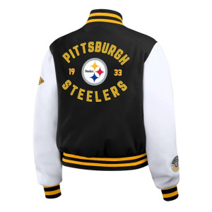 Black/White Pittsburgh Steelers Varsity Full-Zip Jacket