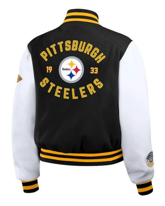 Black/White Pittsburgh Steelers Varsity Full-Zip Jacket