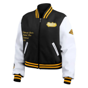 Black/White Pittsburgh Steelers Varsity Full-Zip Jacket