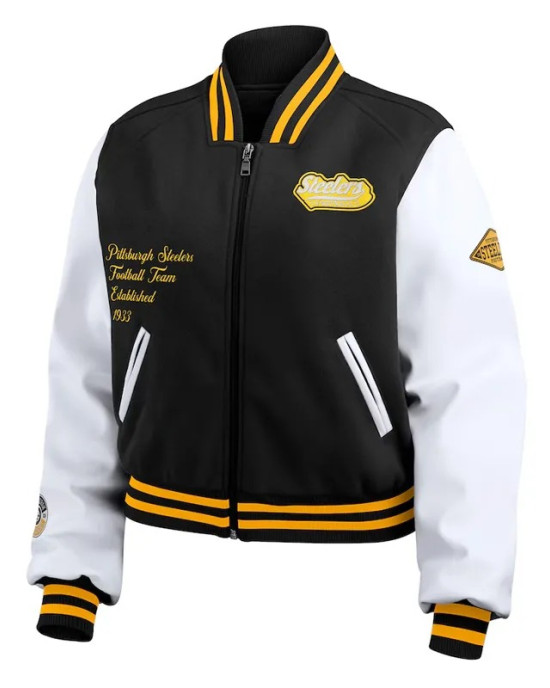 Black/White Pittsburgh Steelers Varsity Full-Zip Jacket