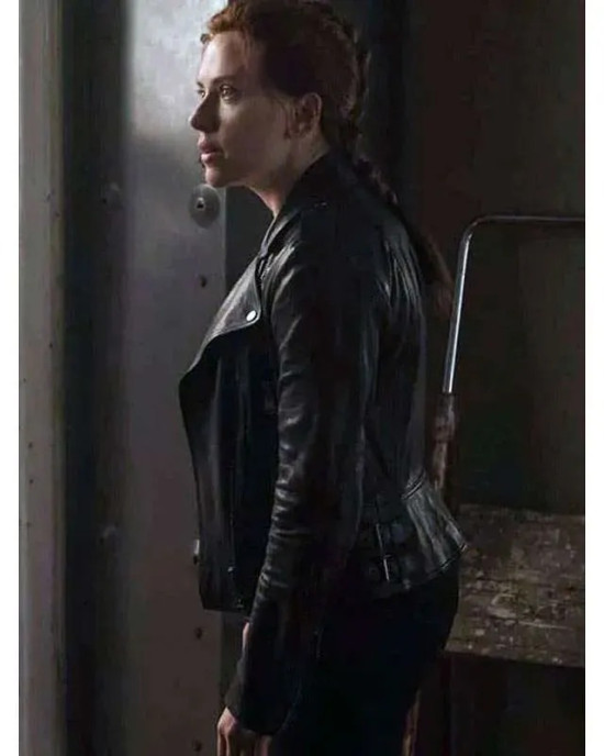 Black Widow Scarlett Johansson Motorcycle Leather Jacket