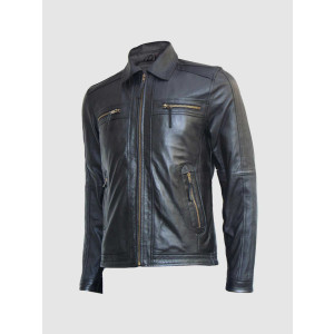 Black Zipper Leather Jacket