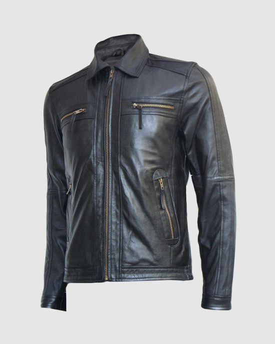 Black Zipper Leather Jacket