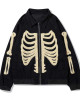 Blue/Black Denim Skulls Furry Patchwork Jacket Blue/Black Denim Skulls Furry Patchwork Jacket