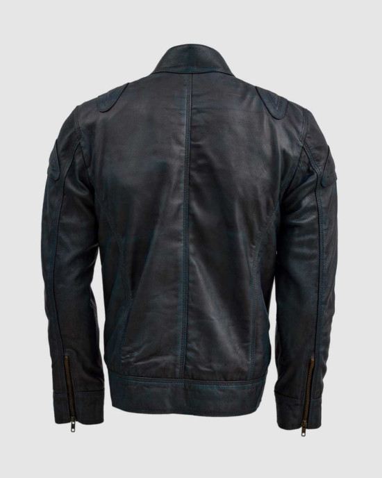 Blue Waxed Jacket with Red Shade