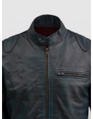 Blue Waxed Jacket with Red Shade