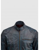 Blue Waxed Jacket with Red Shade