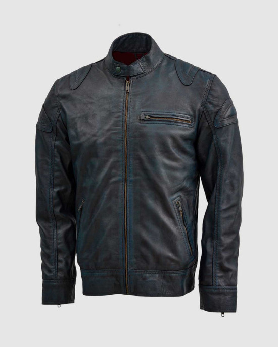 Blue Waxed Jacket with Red Shade