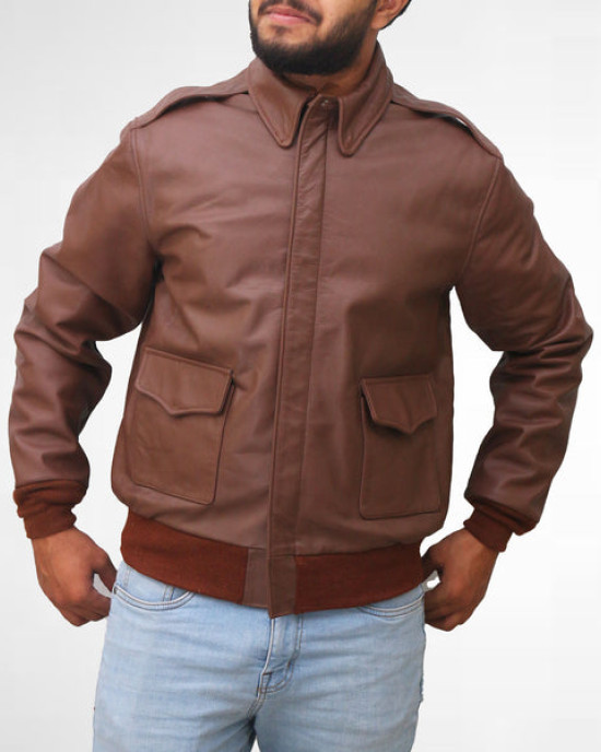 Bomber Brown Leather Jacket