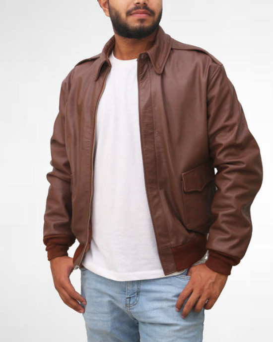 Bomber Brown Leather Jacket
