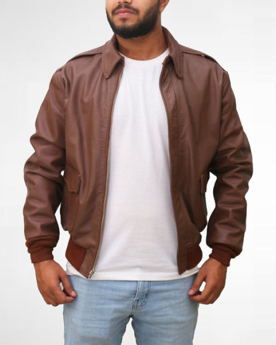Bomber Brown Leather Jacket