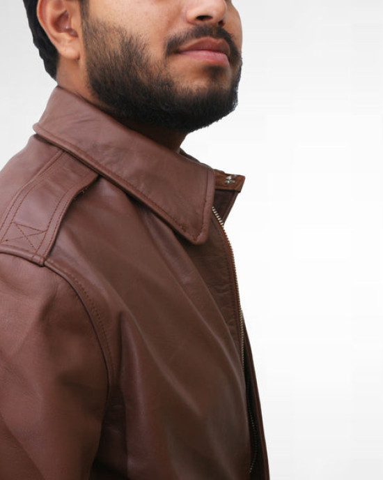 Bomber Brown Leather Jacket