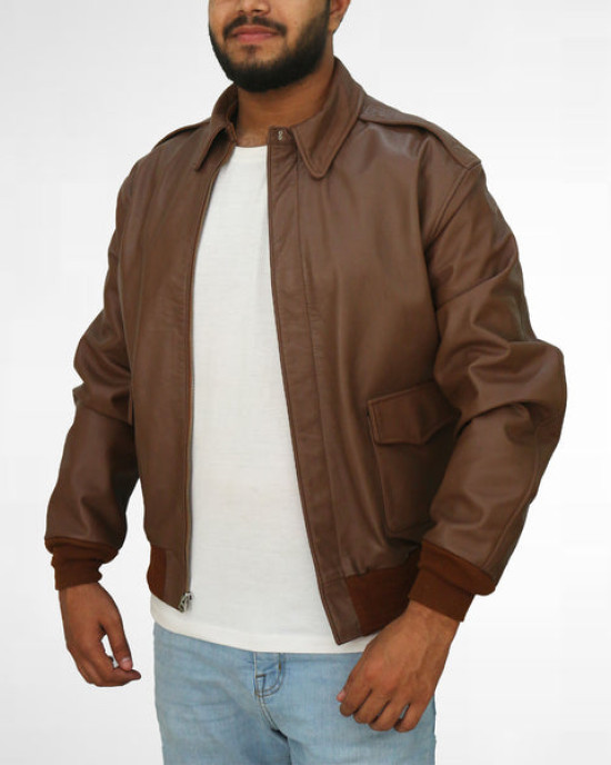 Bomber Flight Brown Real Leather Jacket