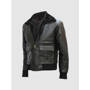 Bomber Leather Jacket With Fur