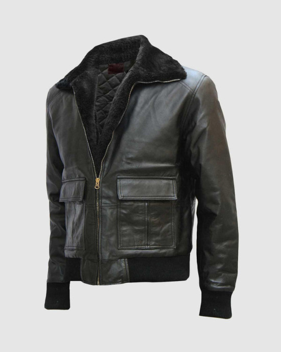 Bomber Leather Jacket With Fur