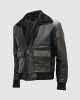 Bomber Leather Jacket With Fur