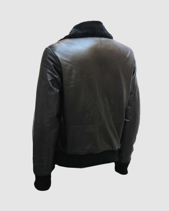 Bomber Leather Jacket With Fur
