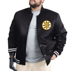 Boston Bruins Adaptive Bold Logo Varsity Satin Jacket