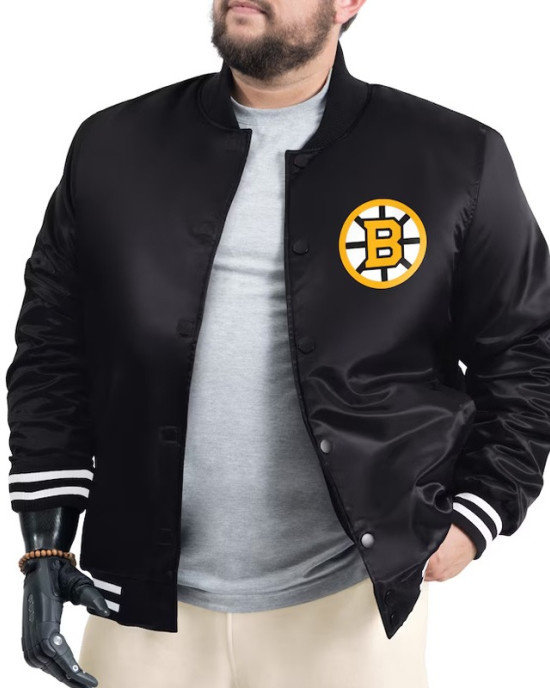 Boston Bruins Adaptive Bold Logo Varsity Satin Jacket