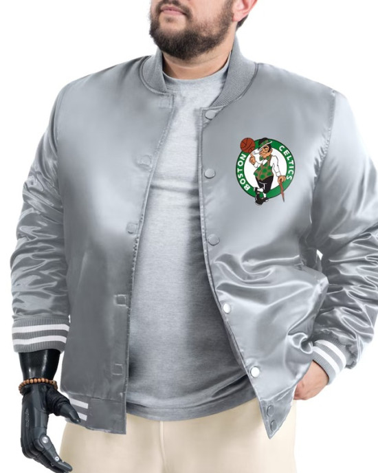 Boston Celtics Adaptive Bold Logo Varsity Satin Jacket