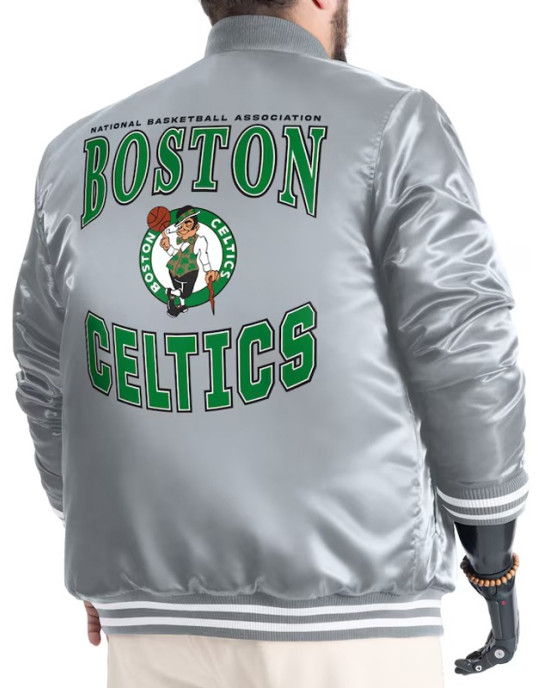 Boston Celtics Adaptive Bold Logo Varsity Satin Jacket
