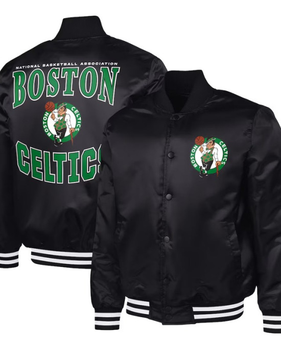 Boston Celtics Adaptive Bold Logo Varsity Satin Jacket