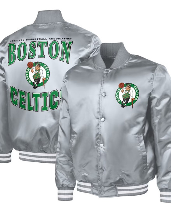 Boston Celtics Adaptive Bold Logo Varsity Satin Jacket