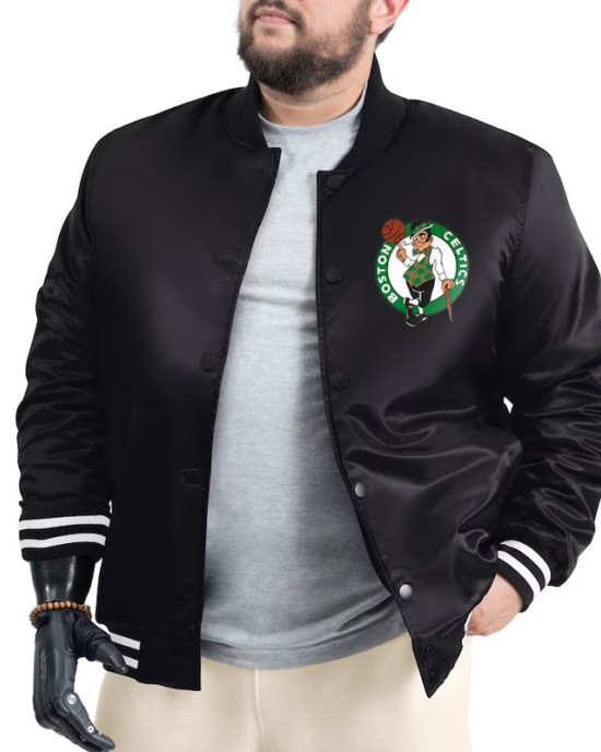 Boston Celtics Adaptive Bold Logo Varsity Satin Jacket