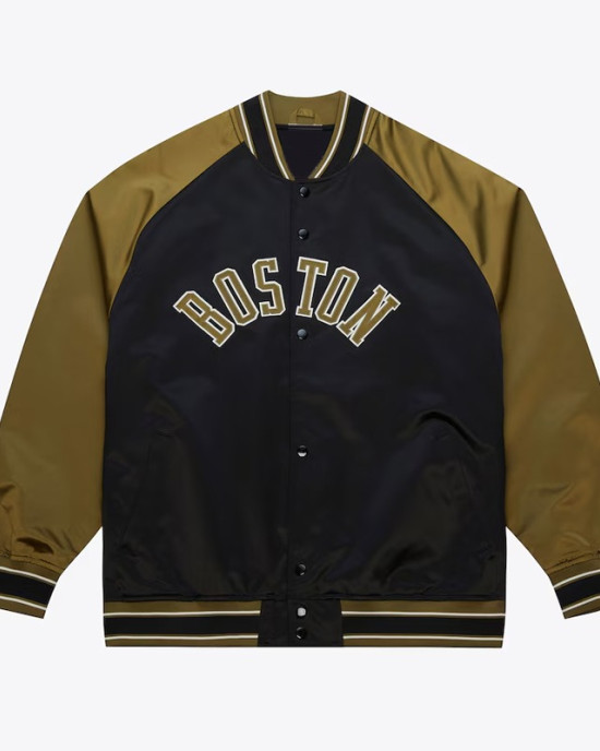 Boston Celtics Black/Olive Satin Double Clutch Jacket
