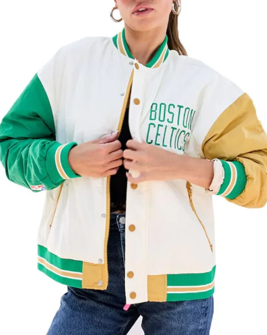 Boston Celtics Color Block Bomber Full-Snap Jacket Boston Celtics Color Block Bomber Full-Snap Jacket