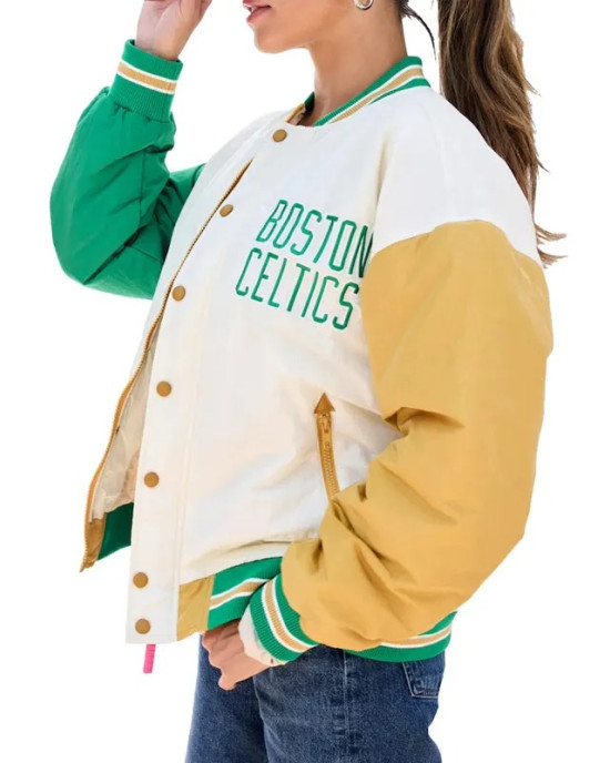 Boston Celtics Color Block Bomber Full-Snap Jacket Boston Celtics Color Block Bomber Full-Snap Jacket