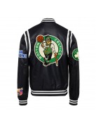 Boston Celtics Vegan Black Varsity Leather Jacket