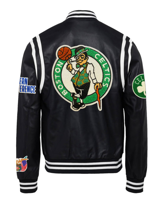 Boston Celtics Vegan Black Varsity Leather Jacket Boston Celtics Vegan Black Varsity Leather Jacket