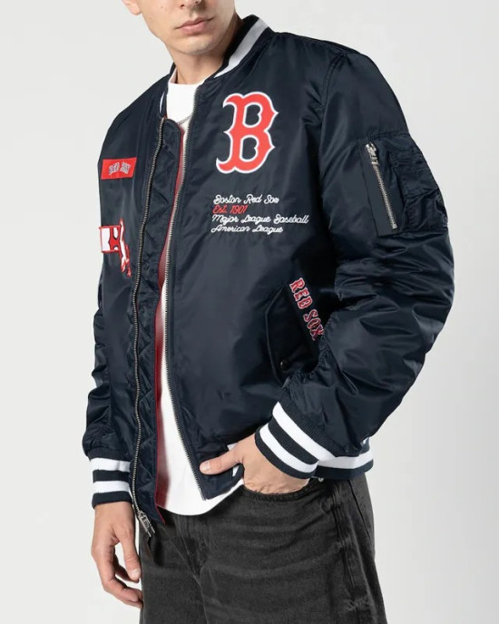 Boston Red Sox Full-Zip Navy Bomber Jacket