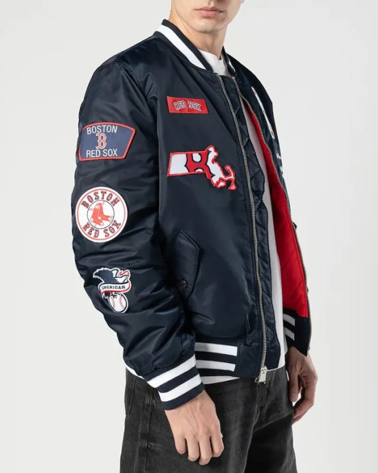 Boston Red Sox Full-Zip Navy Bomber Jacket