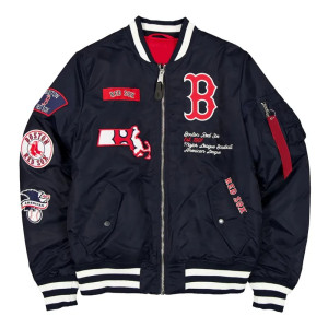 Boston Red Sox Full-Zip Navy Bomber Jacket