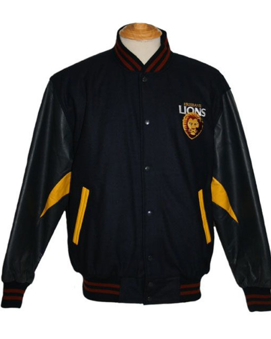 Brisbane Lions Embroidered Black Varsity Jacket