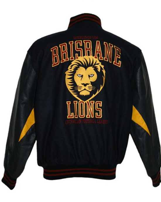 Brisbane Lions Embroidered Black Varsity Jacket