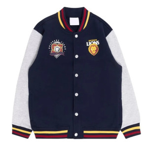 Brisbane Lions Navy and Gray Varsity Fleece Jacket