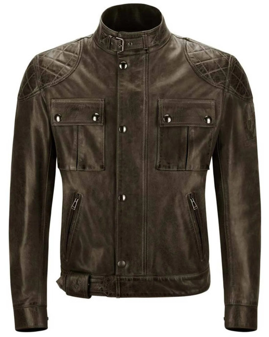 Brooklands Biker Diamond Quilted Leather Jacket