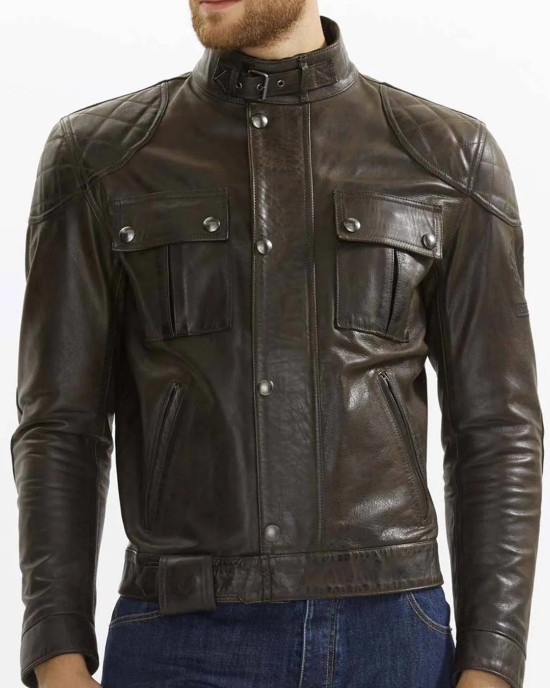 Brooklands Biker Diamond Quilted Leather Jacket
