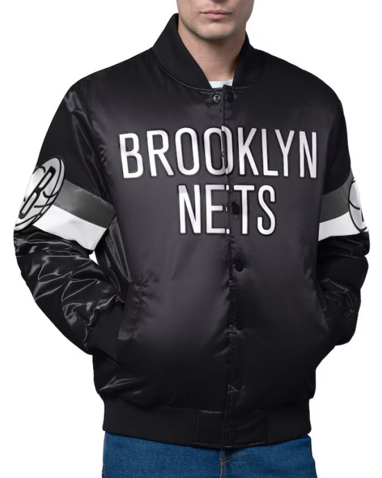 Brooklyn Nets Triple Option Varsity Satin Jacket