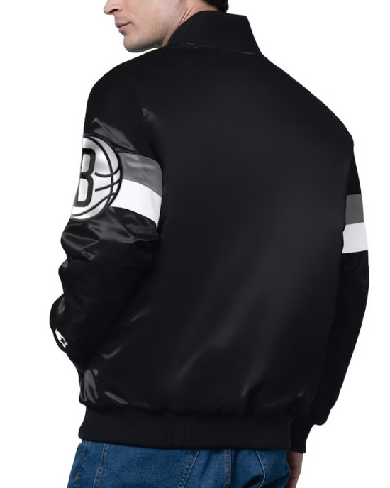 Brooklyn Nets Triple Option Varsity Satin Jacket