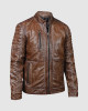 Brown Waxed Biker Leather Jacket Brown Waxed Biker Leather Jacket
