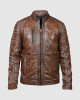 Brown Waxed Biker Leather Jacket Brown Waxed Biker Leather Jacket