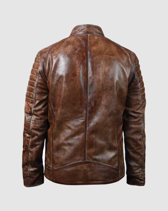 Brown Waxed Biker Leather Jacket Brown Waxed Biker Leather Jacket